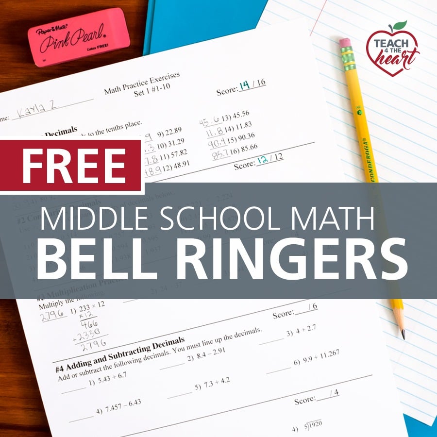 free middle school math bell ringers